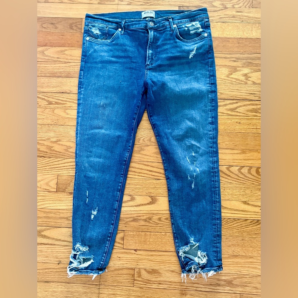 Agolde Distressed Dark Blue Women's Jeans